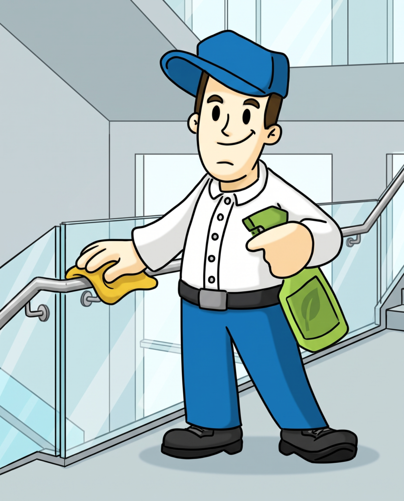 The Cleaning Company crew member at work in an office after hours
